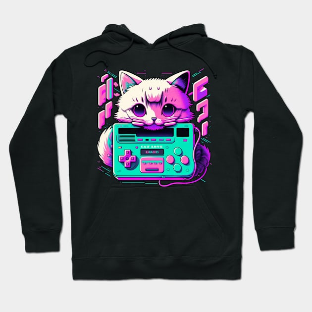 neon gamer cat Hoodie by karaokes